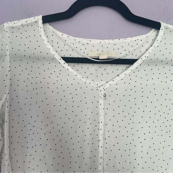 Esprit White Polka Dot Long Sleeve Blouse size XS Lightweight - Picture 3 of 8
